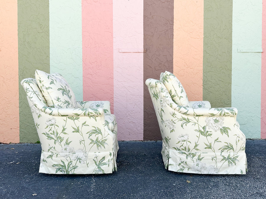 Pair of Cute Upholstered Swivel Chairs