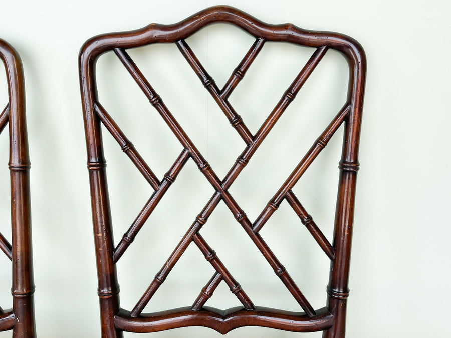 Pair of Faux Bamboo Chippendale Chairs