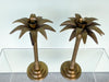 Pair of Large Brass Palm Candlesticks