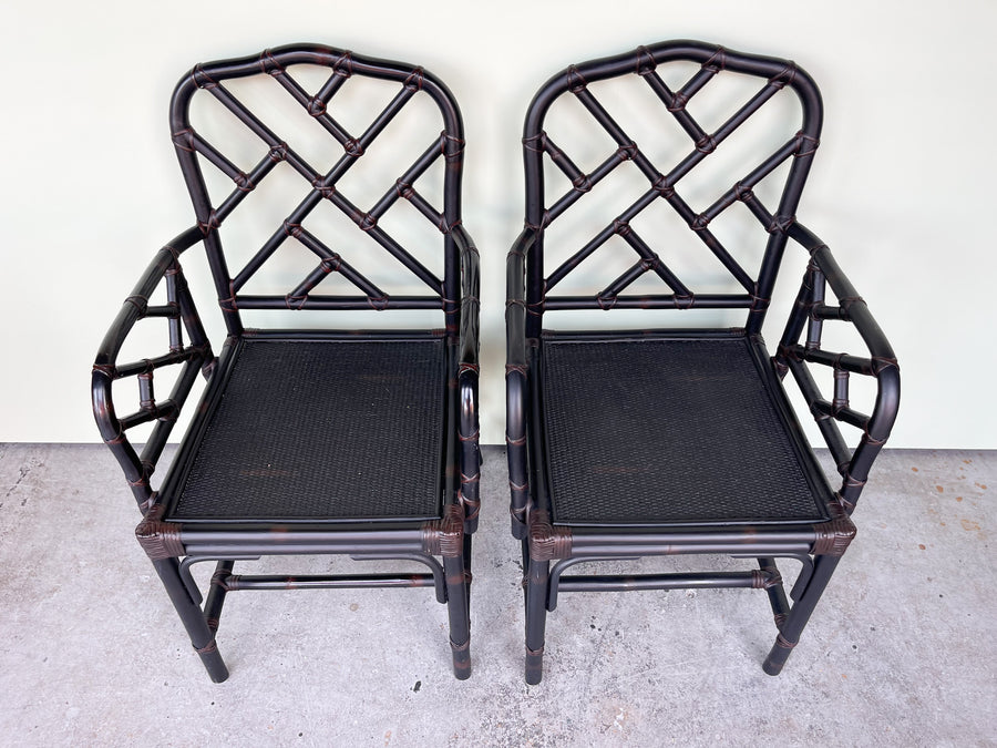 Pair of Modern Chippendale Arm Chairs