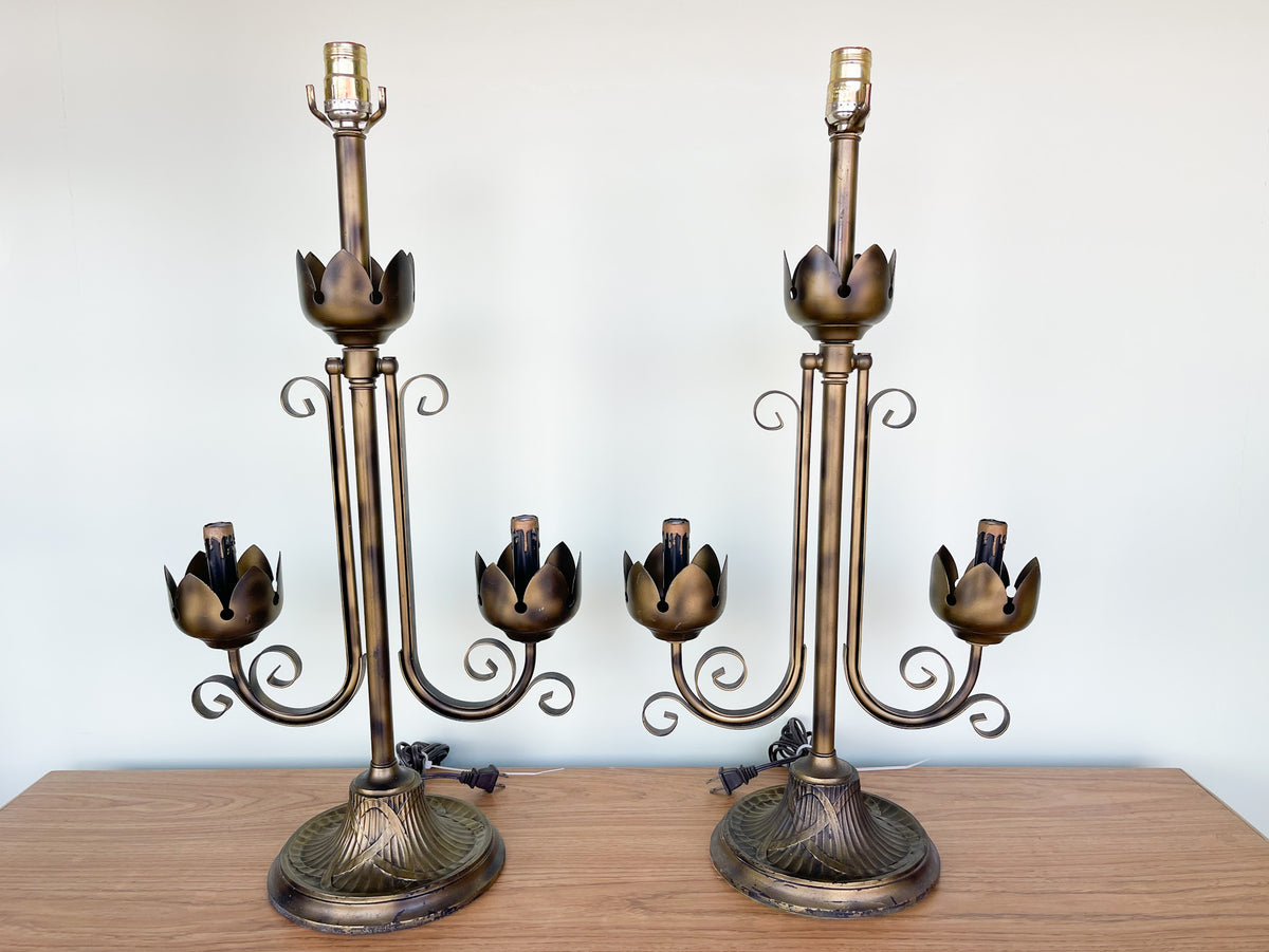 Pair of Metal Tulip Lamps