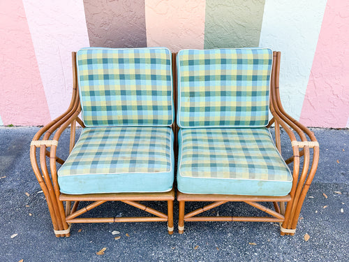 1940s Heywood Wakefield Two Piece Rattan Loveseat