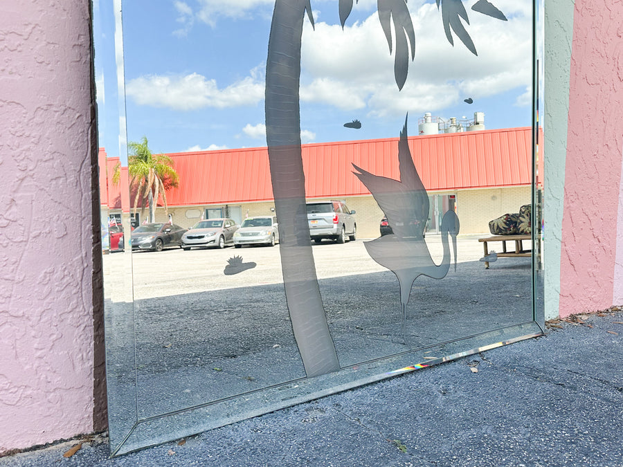Large Heron and Palm Mirror