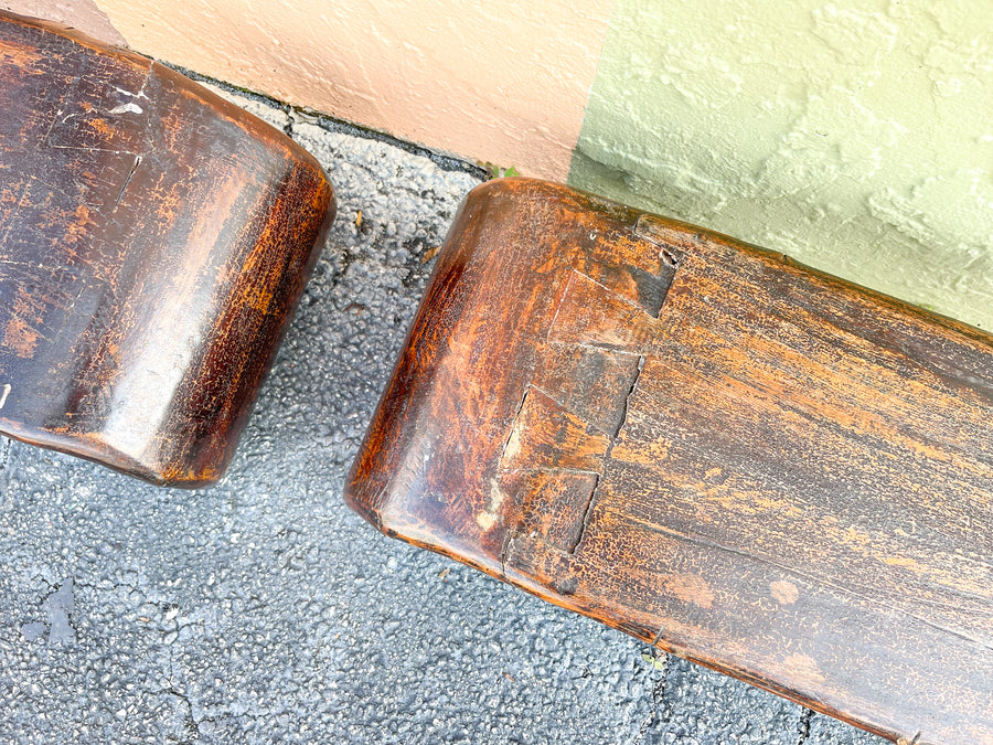 Pair of Wood Scroll Tables