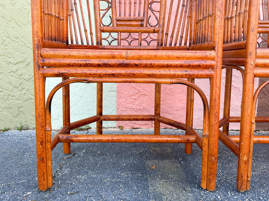 Pair of Tortoiseshell Rattan Brighton Style Chairs