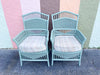 Pair of Seafoam Rattan Arm Chairs
