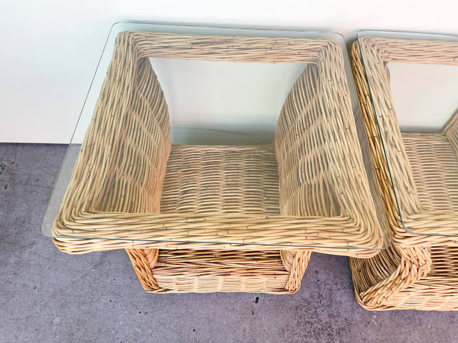 Pair of Island Style Rattan Side Tables