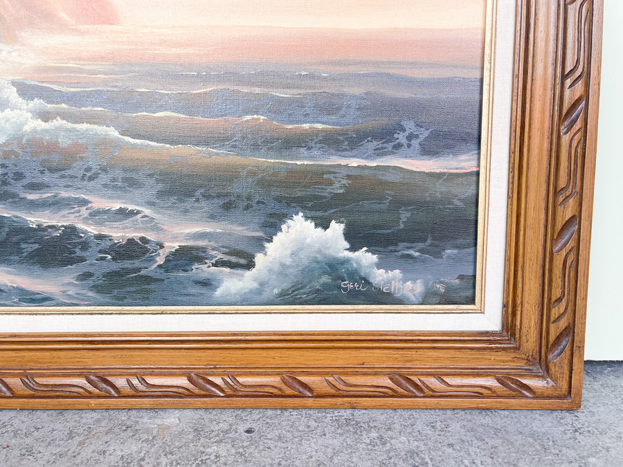 Coral Sunset Seascape Original Art