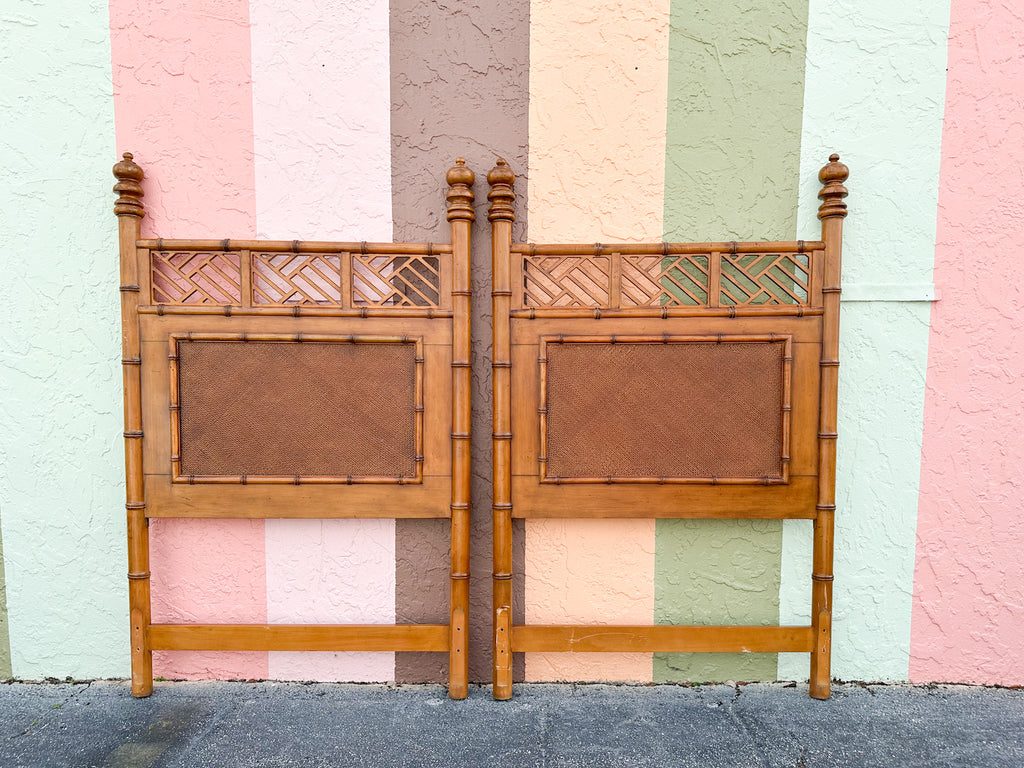 Pair of West Indies Style Faux Bamboo Headboards