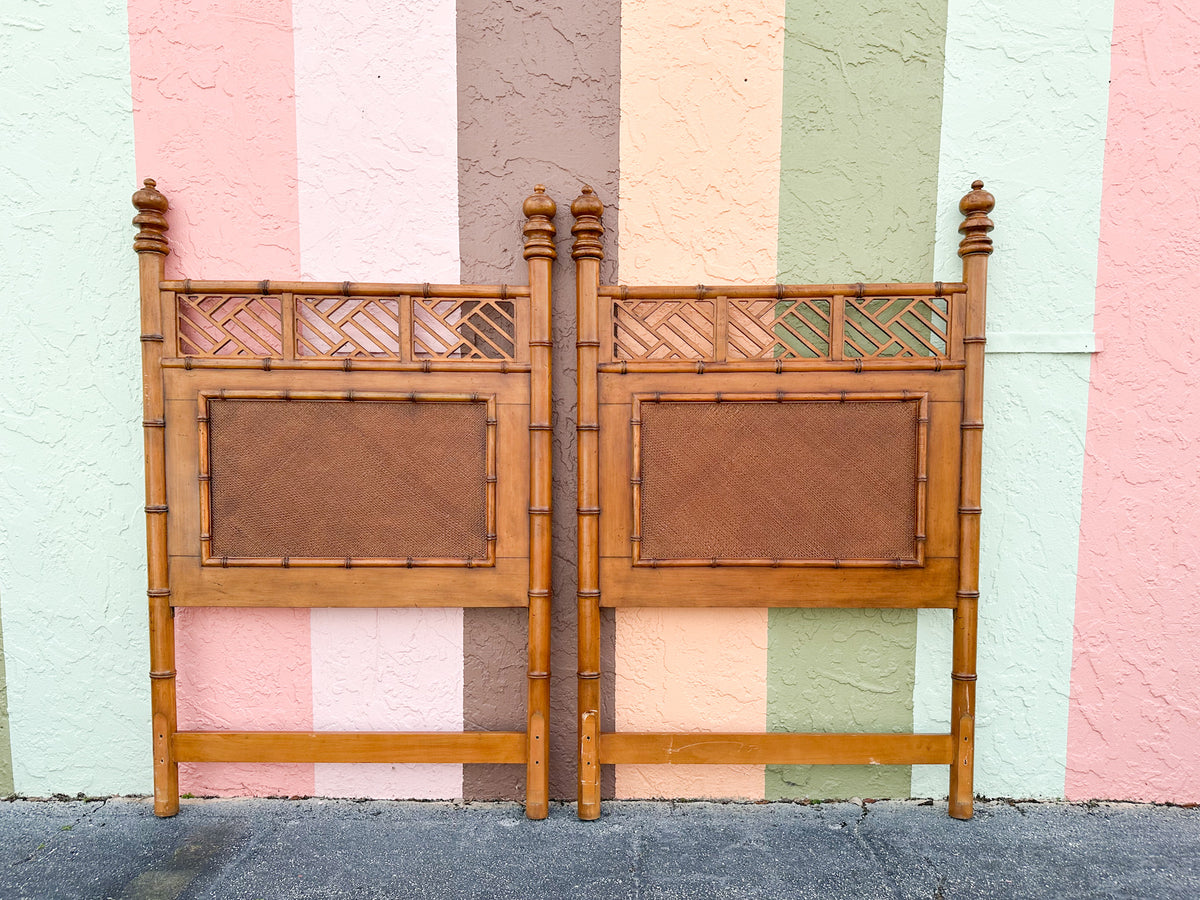 Pair of West Indies Style Faux Bamboo Headboards
