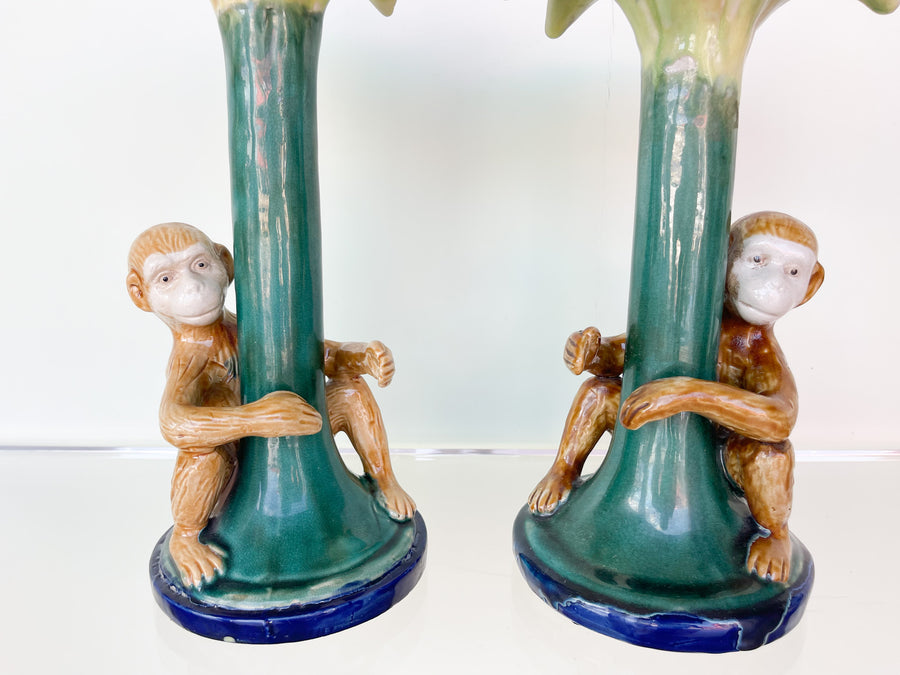 Pair of Whimsical Monkey Candlesticks