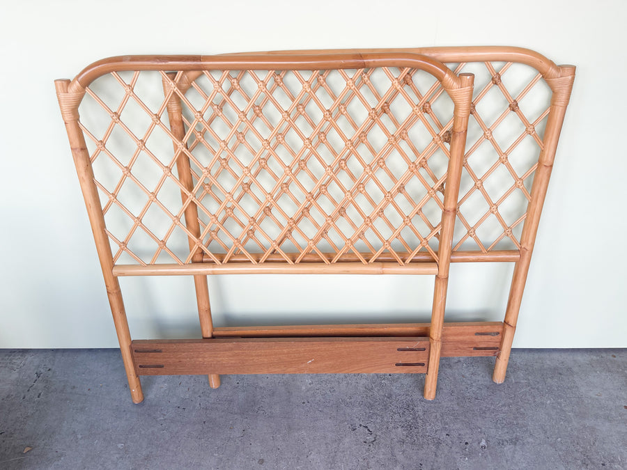 Pair of Rattan Lattice Twin Headboards