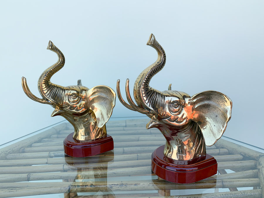 Pair of Brass Elephant Book End