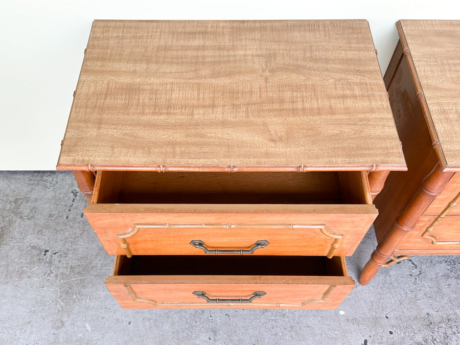 Pair of Palm Beach Faux Bamboo Nightstands
