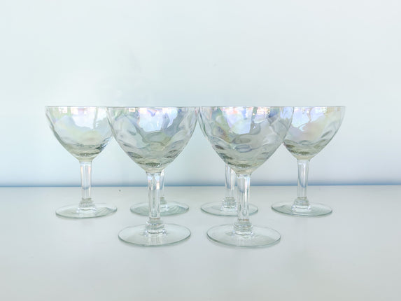 Set of Six Iridescent Glassware