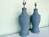 Pair of Cornflower Blue Woven Plaster Lamps