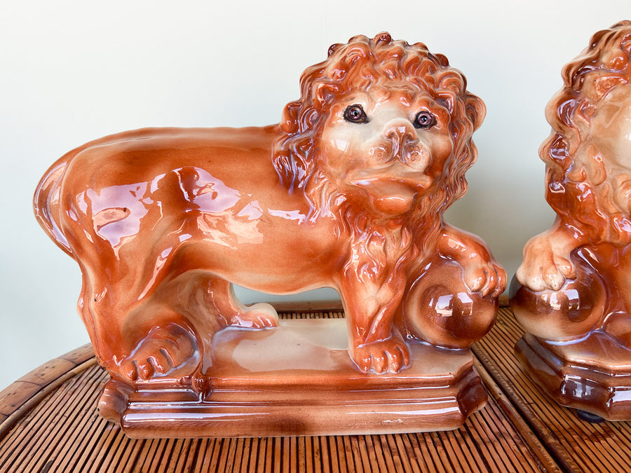 Pair of Fierce Lion Figurines