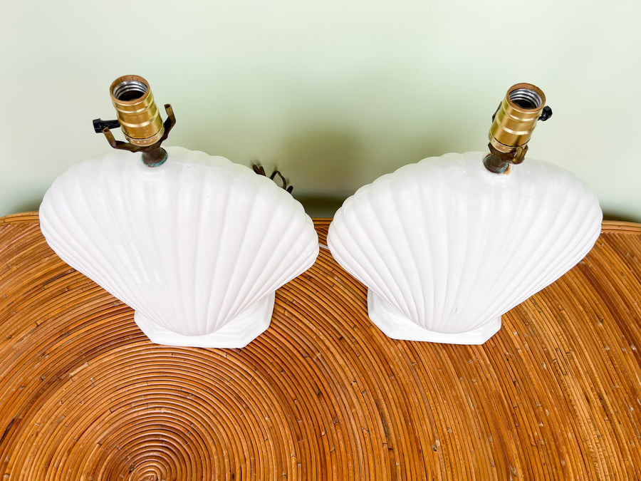 Pair of Plaster Clam Shell Lamps