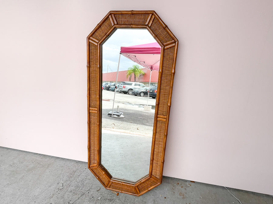 Pair of Faux Bamboo Octagon Mirrors