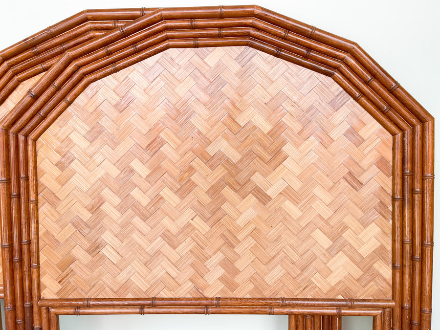 Pair of Old Florida Style Rattan Twin Headboards