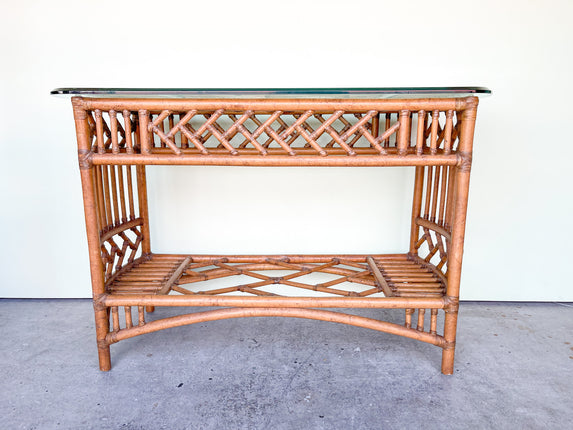 Ficks Reed Chippendale Rattan Console