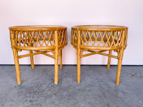 Pair of Ficks Reed Rattan Side Tables