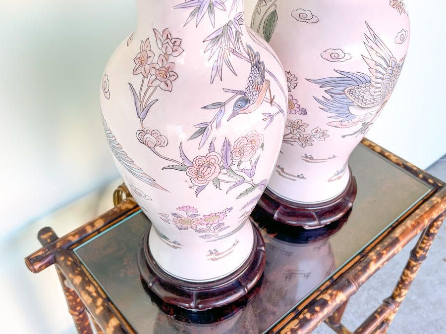 Pair of Ceramic Bird Lamps