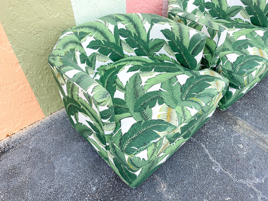 Pair of Upholstered Palm Chairs