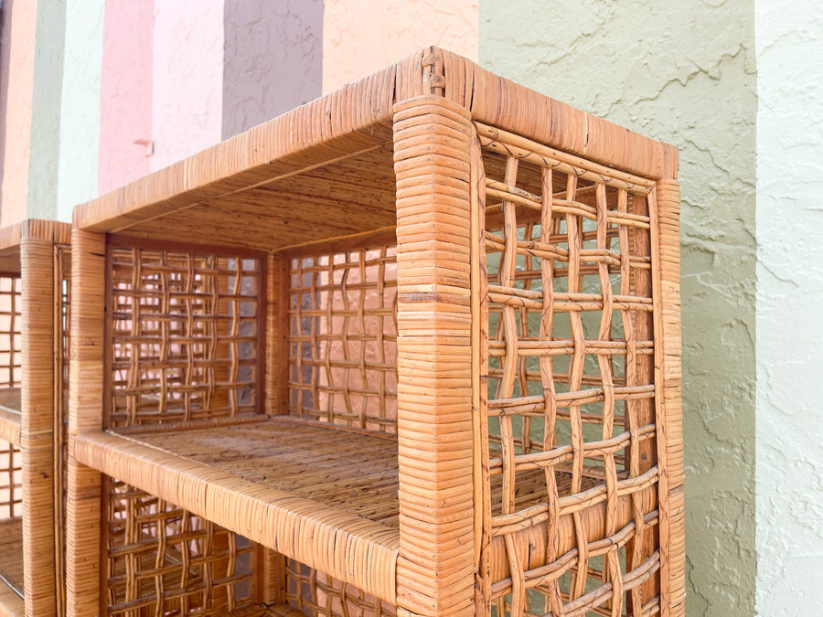 Pair of Coastal Chic Pencil Reed Etageres