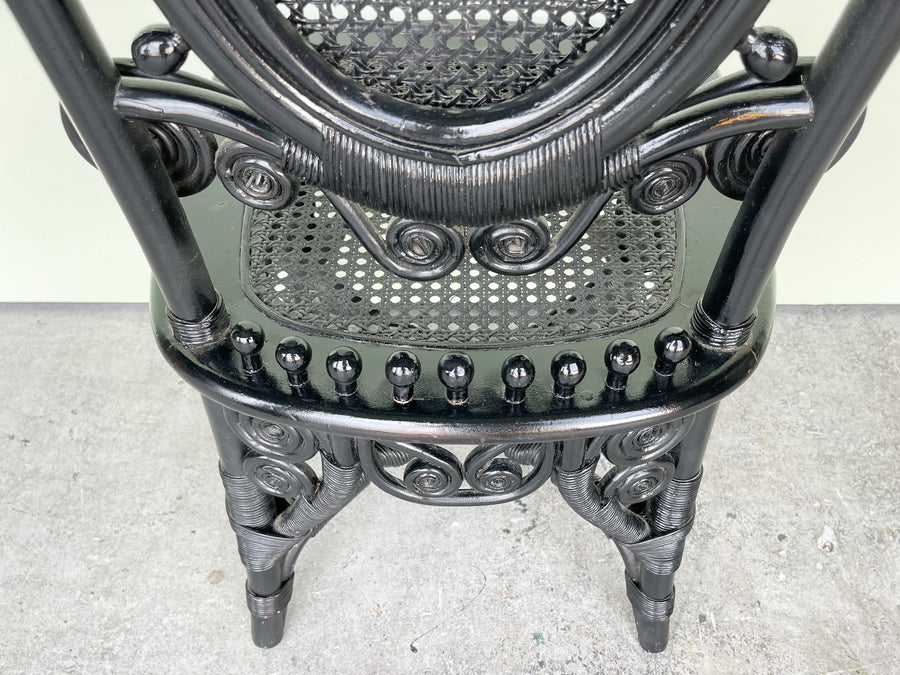 Pair of Whimsical Rattan and Cane Chairs