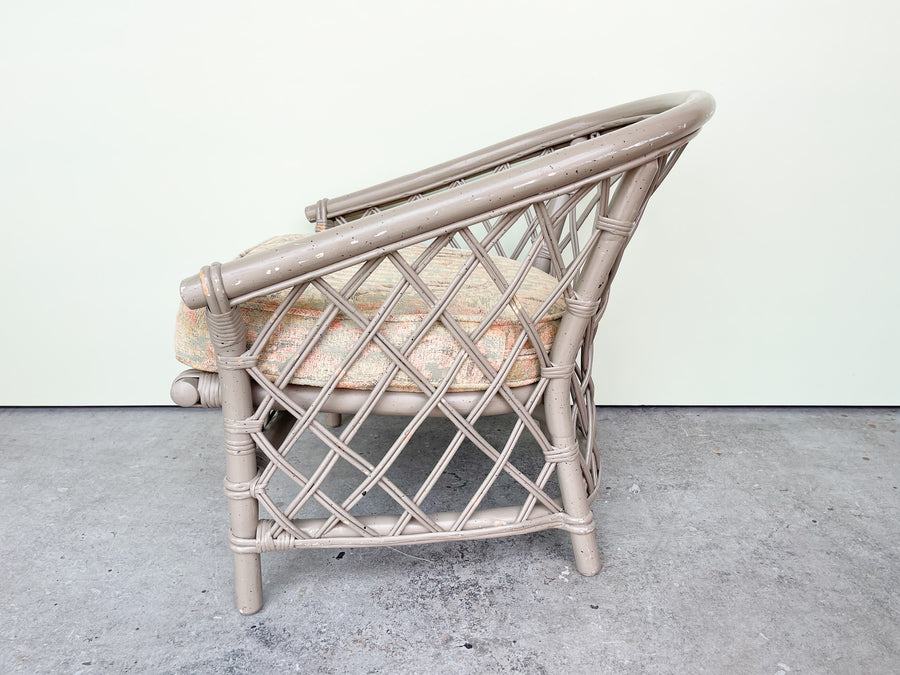 Pair of Ficks Reed Rattan Lattice Barrel Chairs