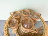 Rattan Pitcher and Set of Four Glasses