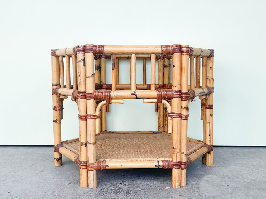 Old Florida Rattan Side Table