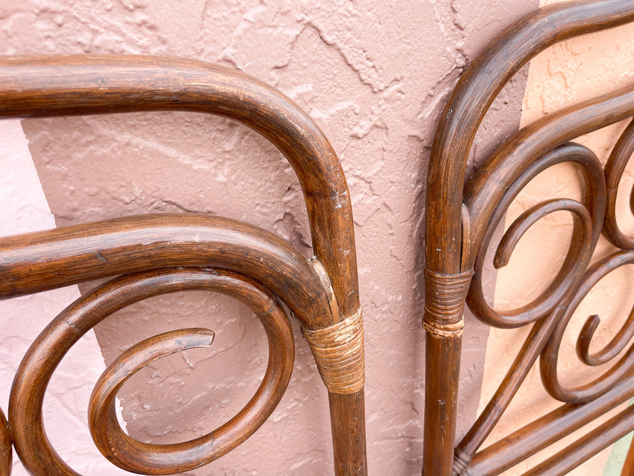 Pair of Bent Wood Rattan Twin Headboards