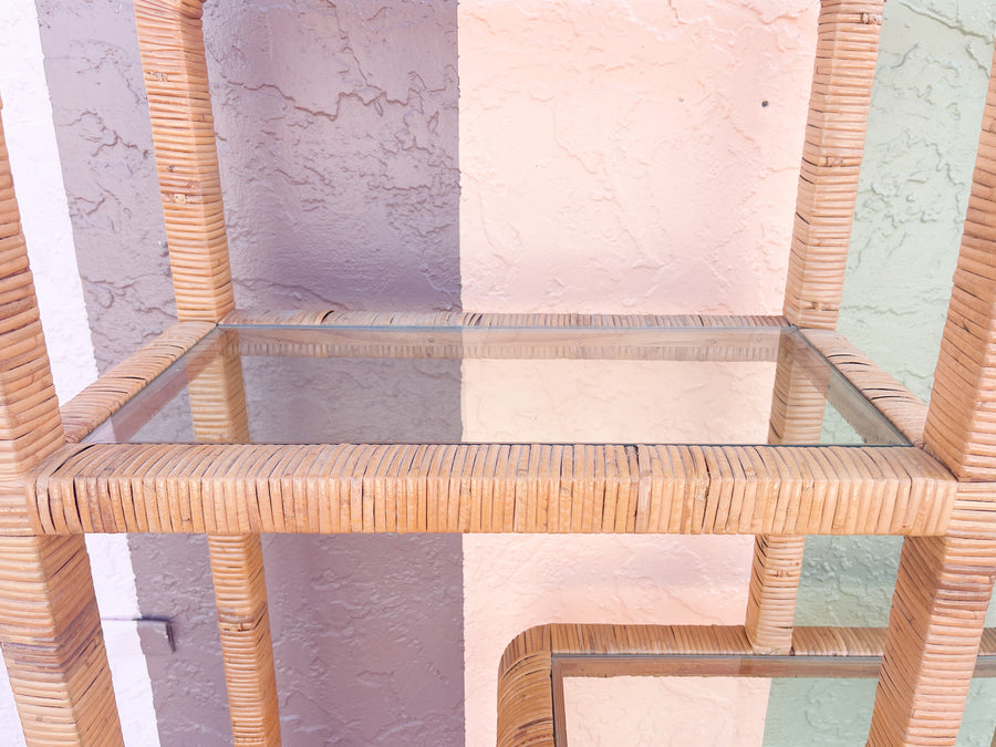 Coastal Chic Rattan Wrapped Etagere