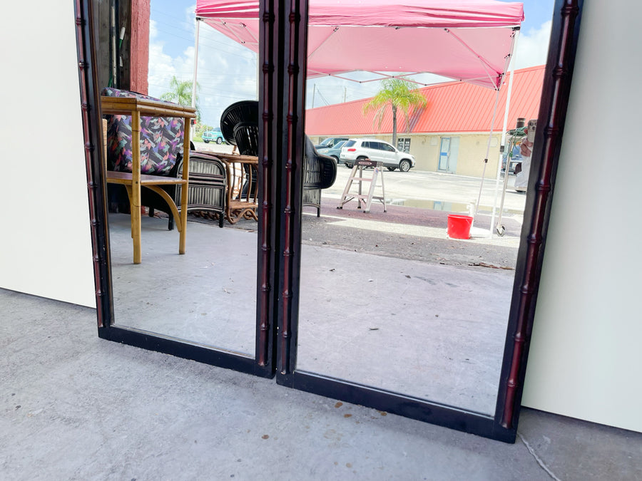 Pair of Faux Bamboo Mirrors