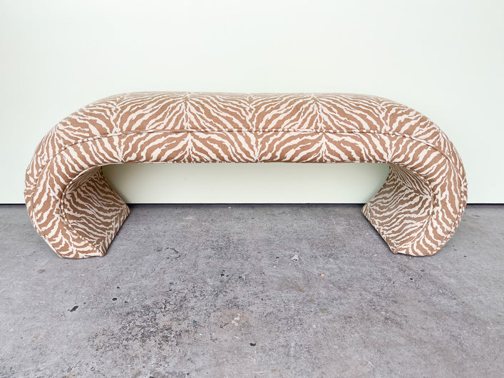 Waterfall Zebra Print Upholstered Bench