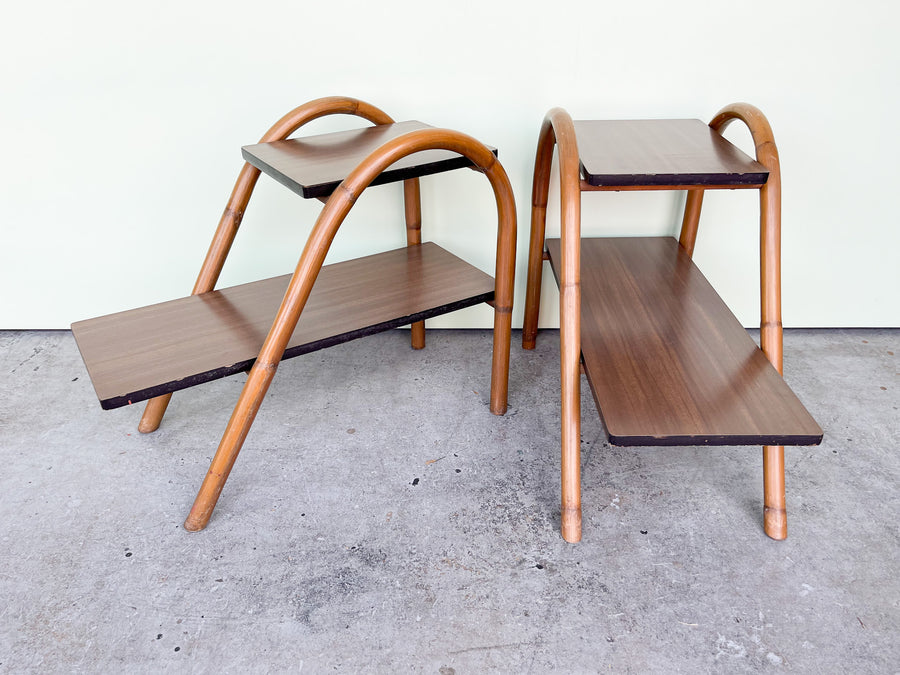 Pair of MCM Rattan Side Tables