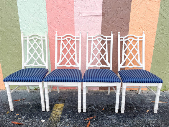 Set of Four Faux Bamboo Chippendale Chairs