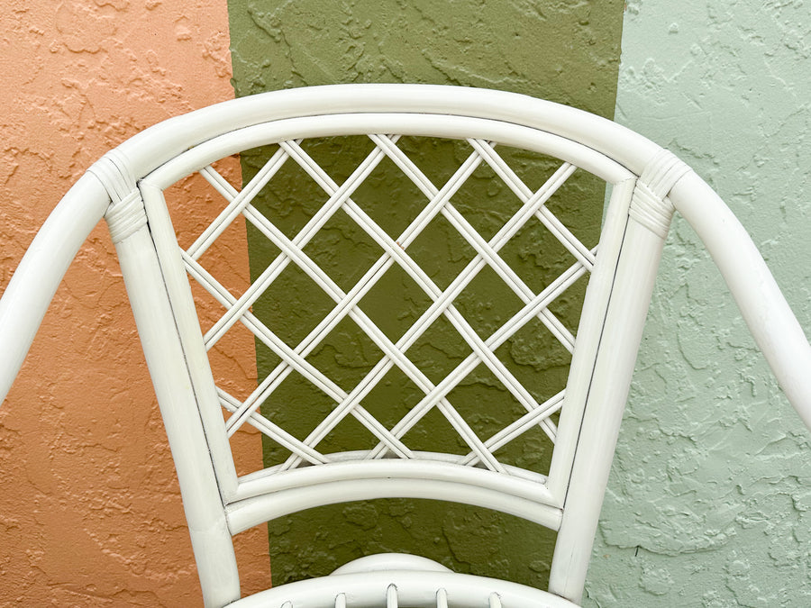 Pair of Rattan Lattice Love Chairs