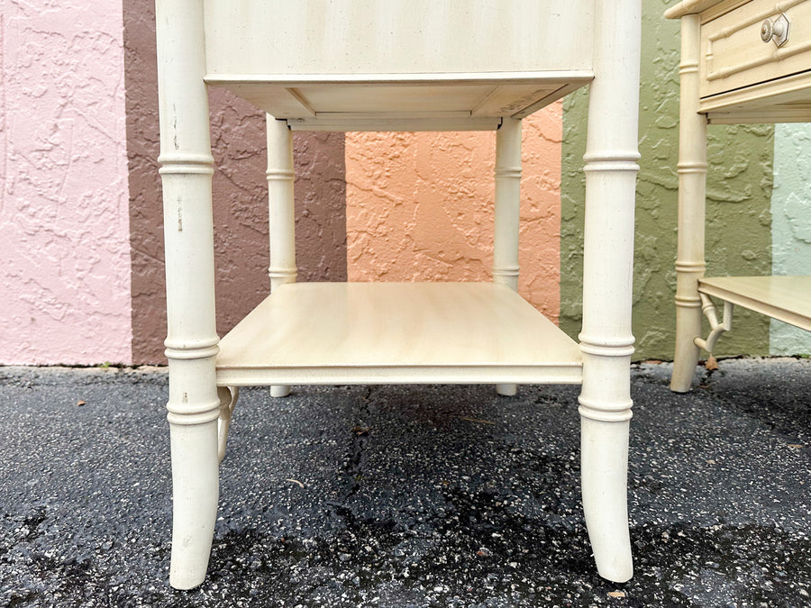 Pair of Thomasville Faux Bamboo Nightstands