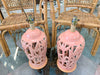 Pair of Blush Faux Bamboo Lamps