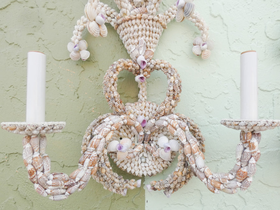 Pair of Shell Encrusted Wall Sconces