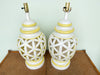 Pair of Fretwork Yellow Lamps