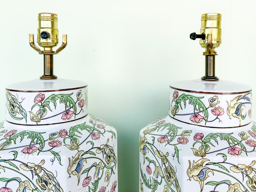 Pair of Springtime Ginger Jar Lamps