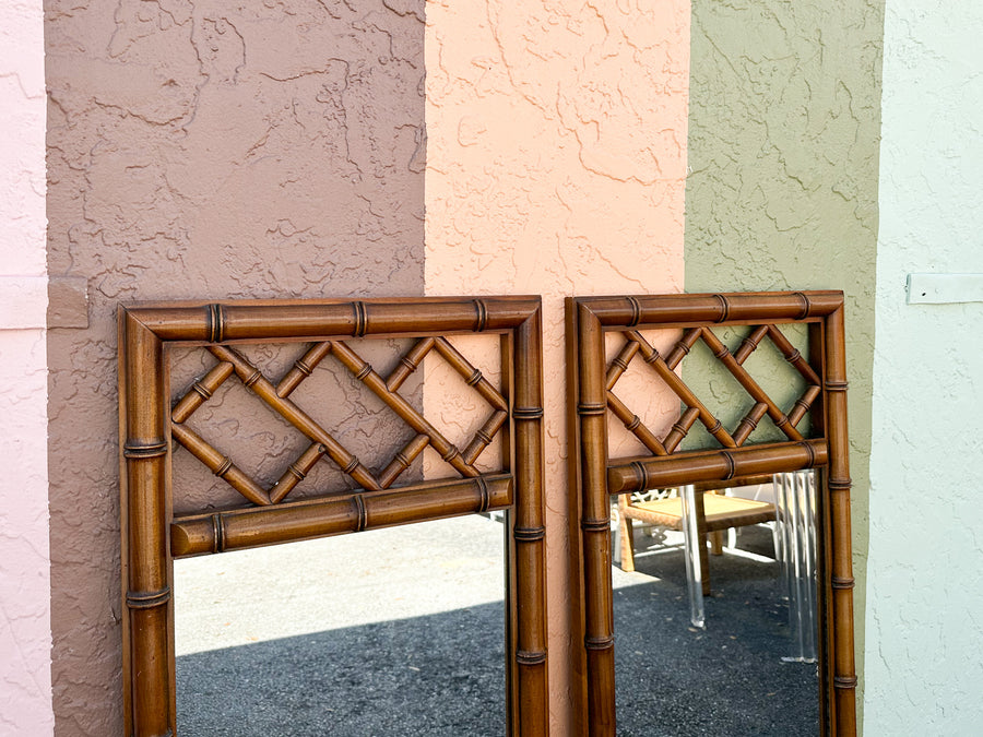 Pair of Faux Bamboo Chippendale Mirrors