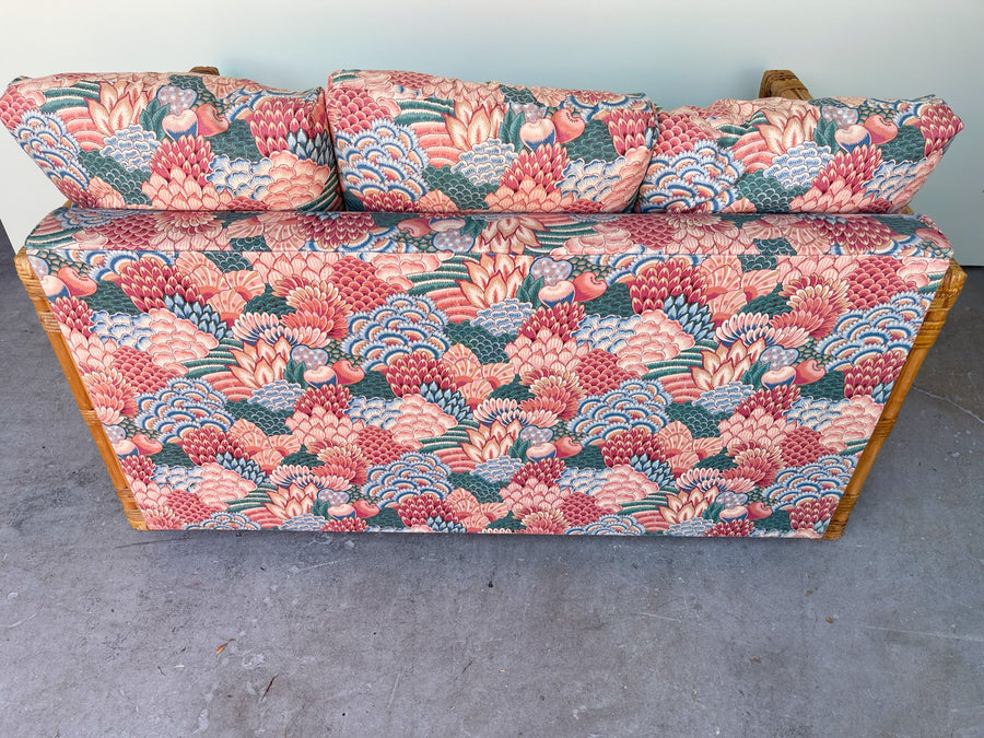 Upholstered Rattan Loveseat