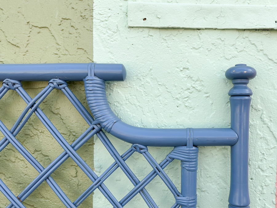 Pair of Cornflower Blue Ficks Reed Pagoda Twin Headboards