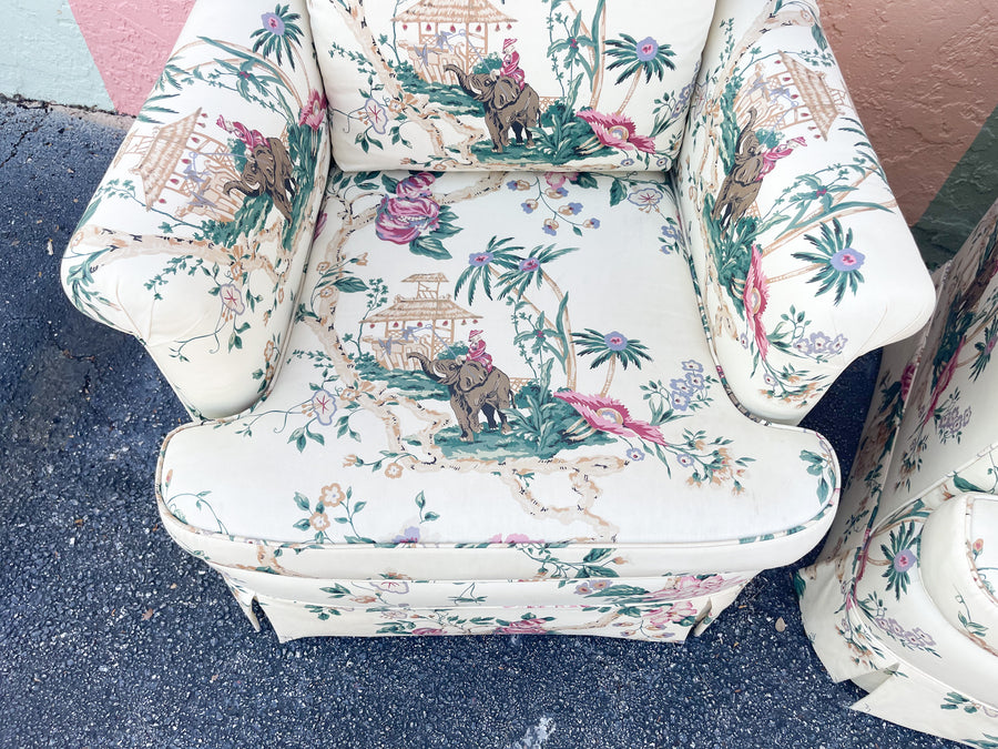 Pair of Perfect Pagoda Upholstered Chairs