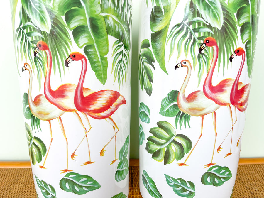 Pair of Large Flamingo Ginger Jars